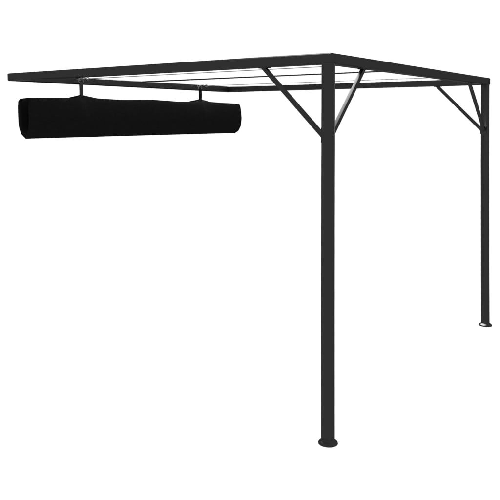 Gazebo a Muro da Giardino con Tetto a Scomparsa 3x3 m Antracite