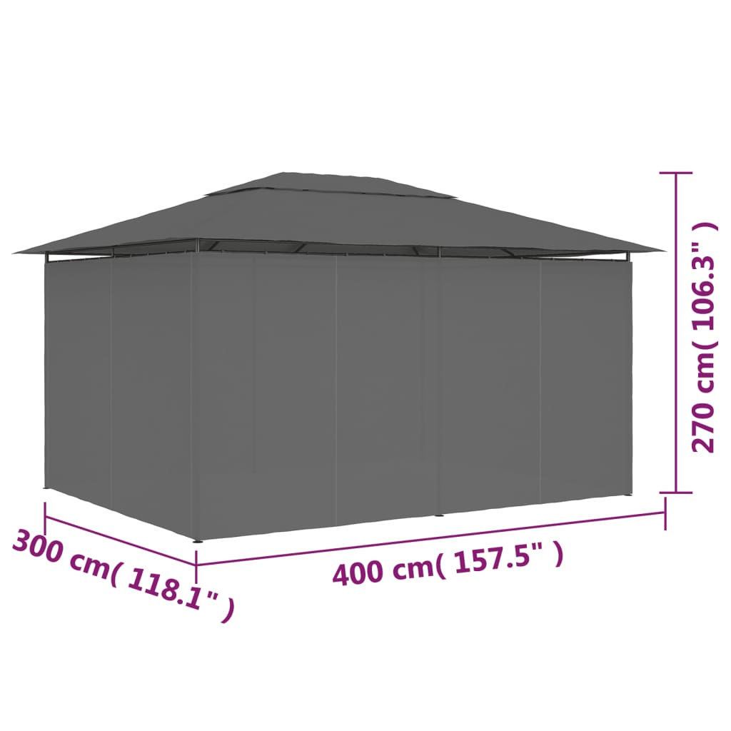 Gazebo da Giardino con Tende 4x3 m Antracite