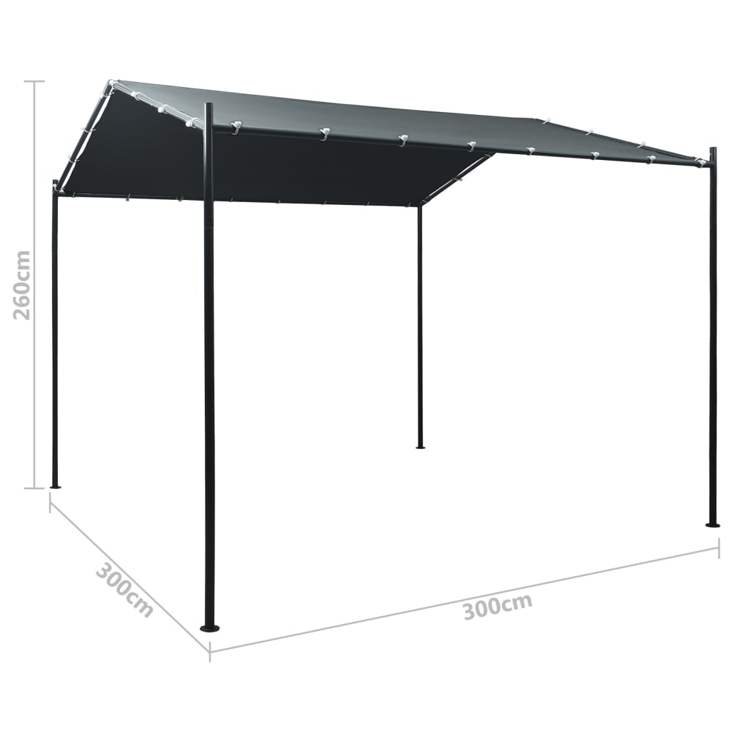 Gazebo Padiglione Tenda Tettoia 3x3 m in Acciaio Antracite
