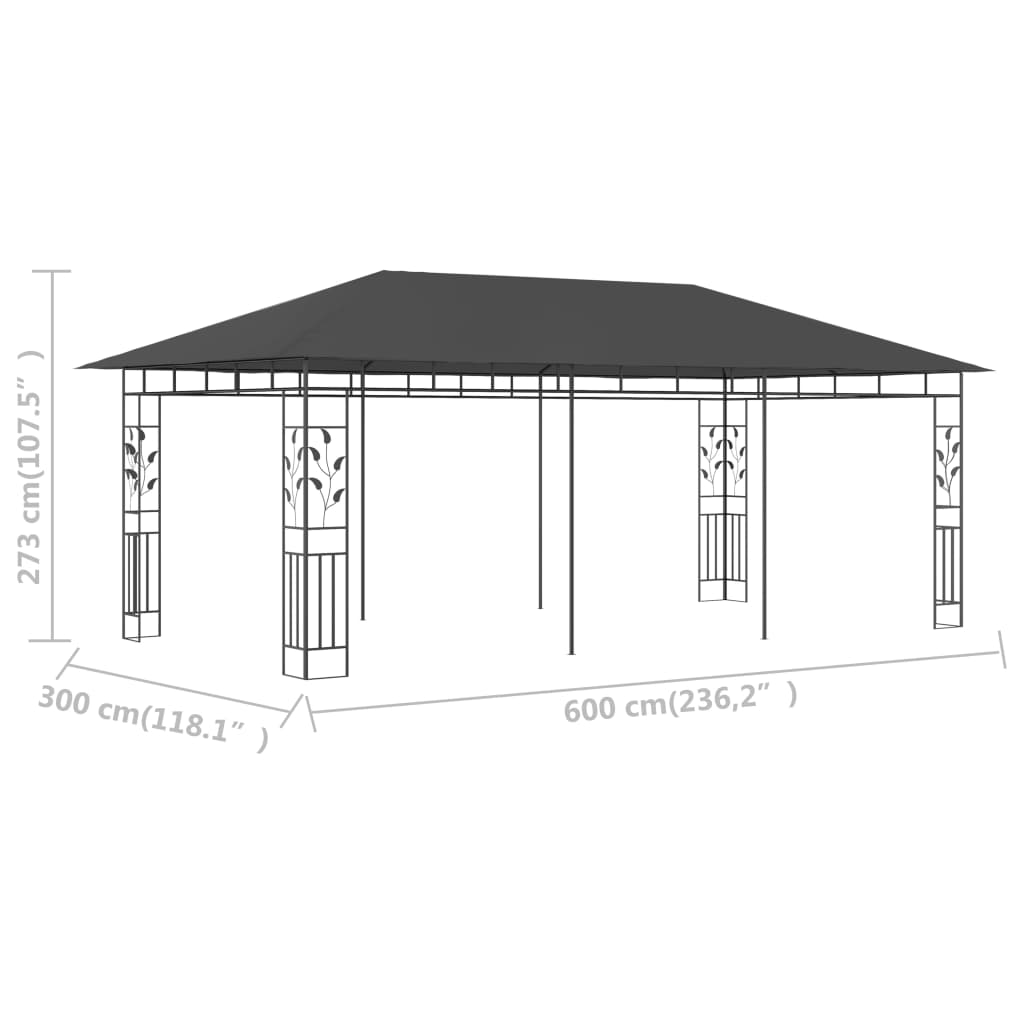 Gazebo con Zanzariera 6x3x2,73 m Antracite
