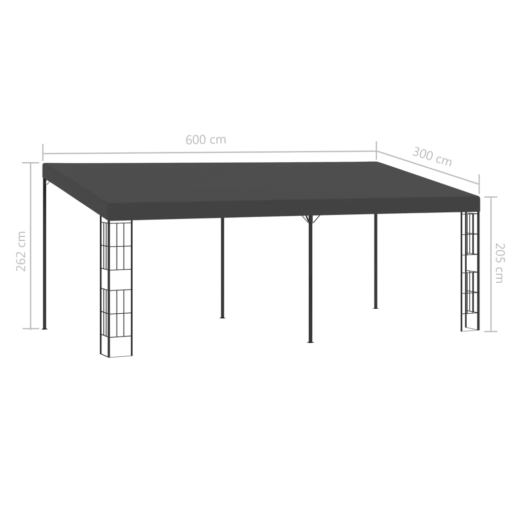 Gazebo a Parete 3x6 m Antracite in Tessuto