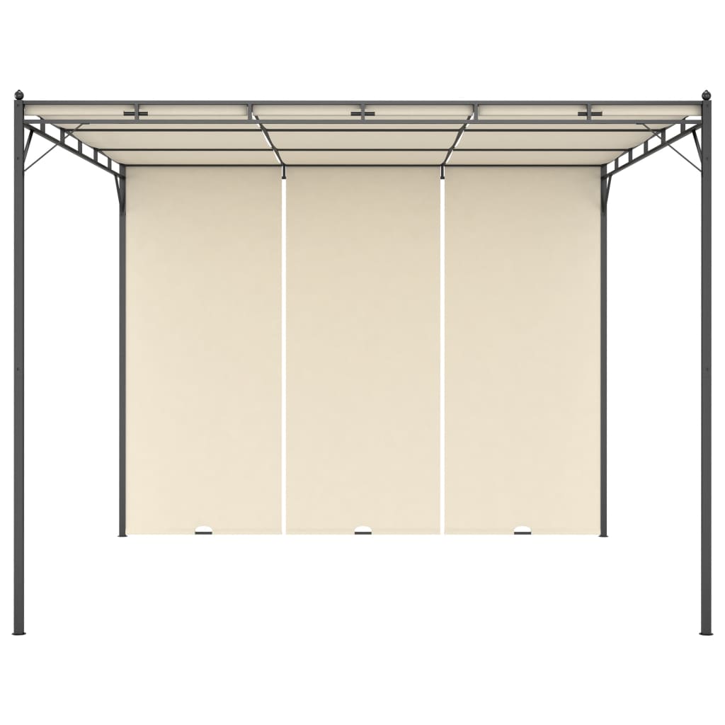 Gazebo da Giardino con Tenda Laterale 3x3x2,25m Crema