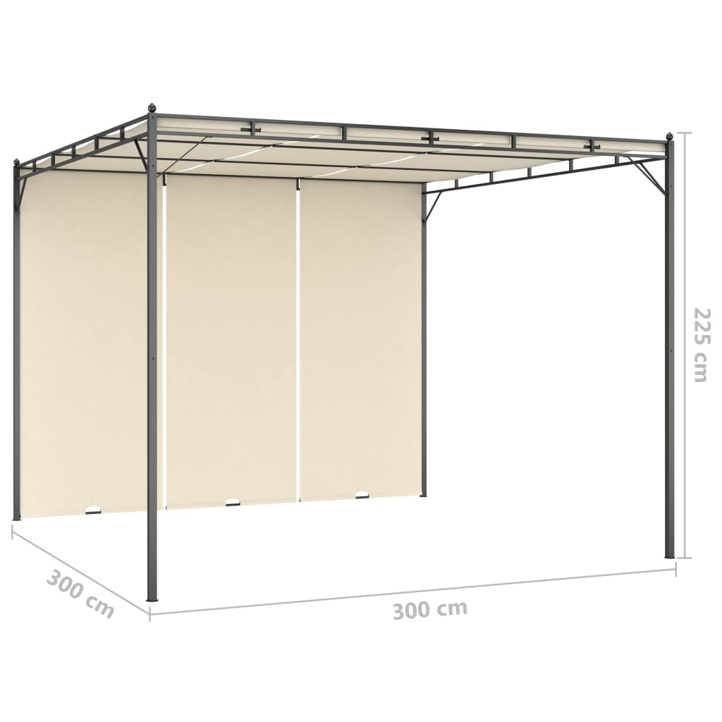 Gazebo da Giardino con Tenda Laterale 3x3x2,25m Crema