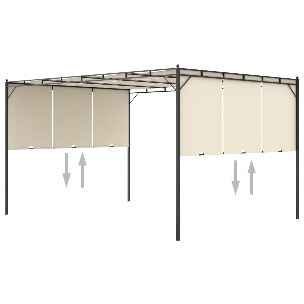 Gazebo da Giardino con Tenda Laterale 4x3x2,25 m Crema