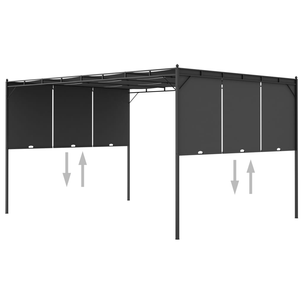 Gazebo da Giardino con Tenda Laterale 4x3x2,25 m Antracite