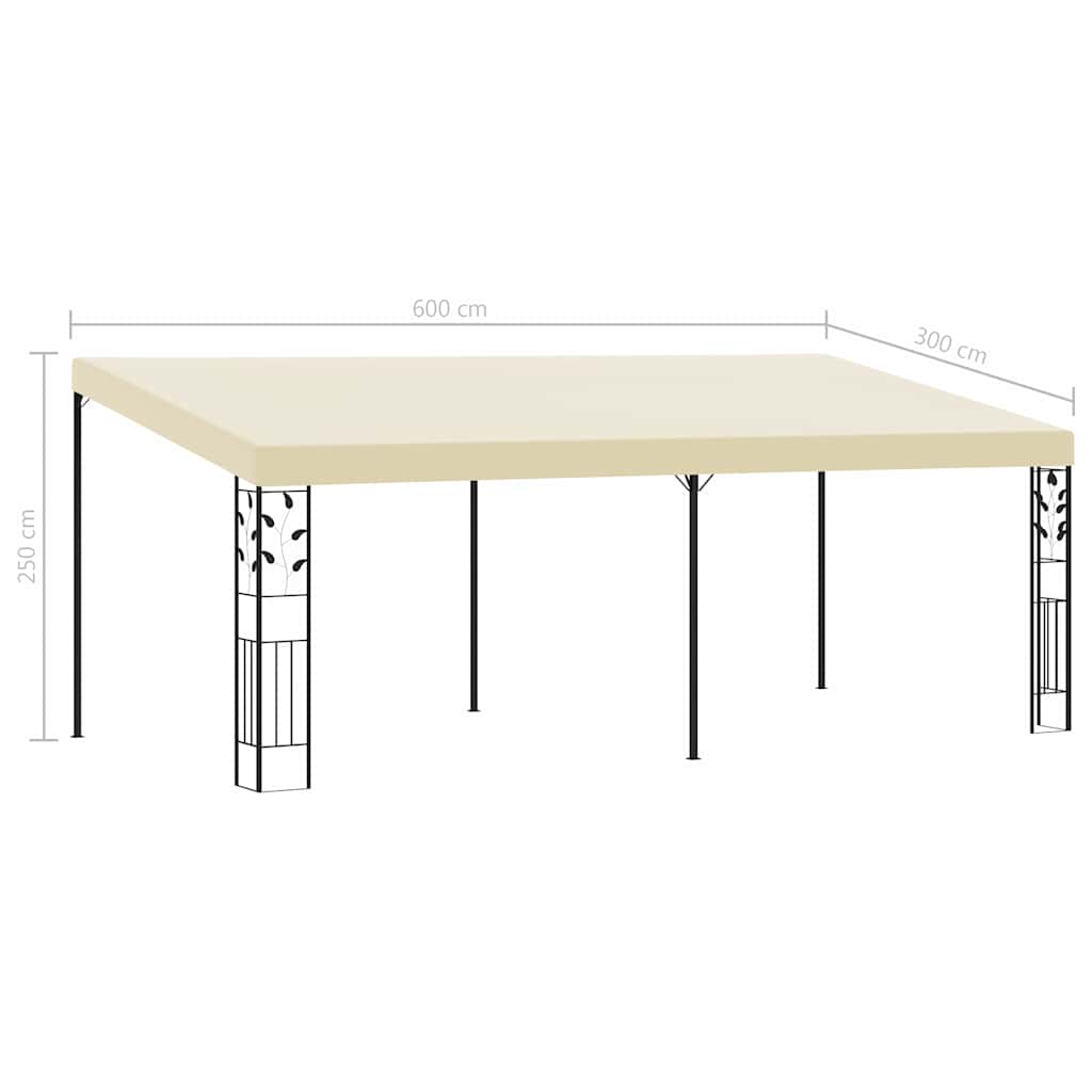 Gazebo a Parete 6x3x2,5 m Crema