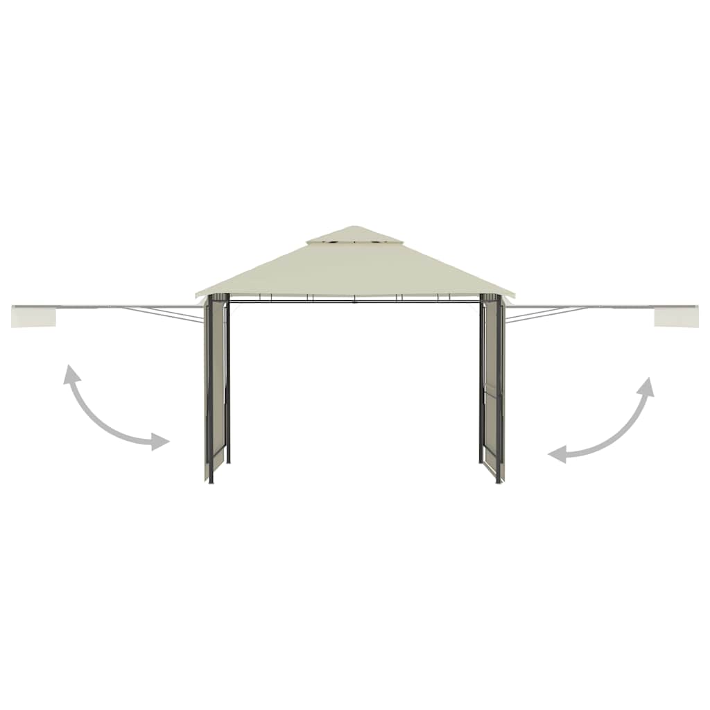 Gazebo con Tetto Doppio Estendibile 3x3x2,75 m Crema 180 g/m²