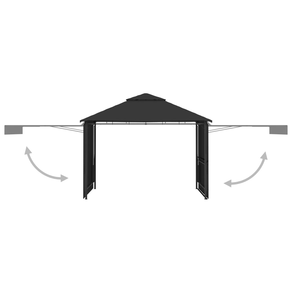 Gazebo Tetto Doppio Estendibile 3x3x2,75 m Antracite 180 g/m²