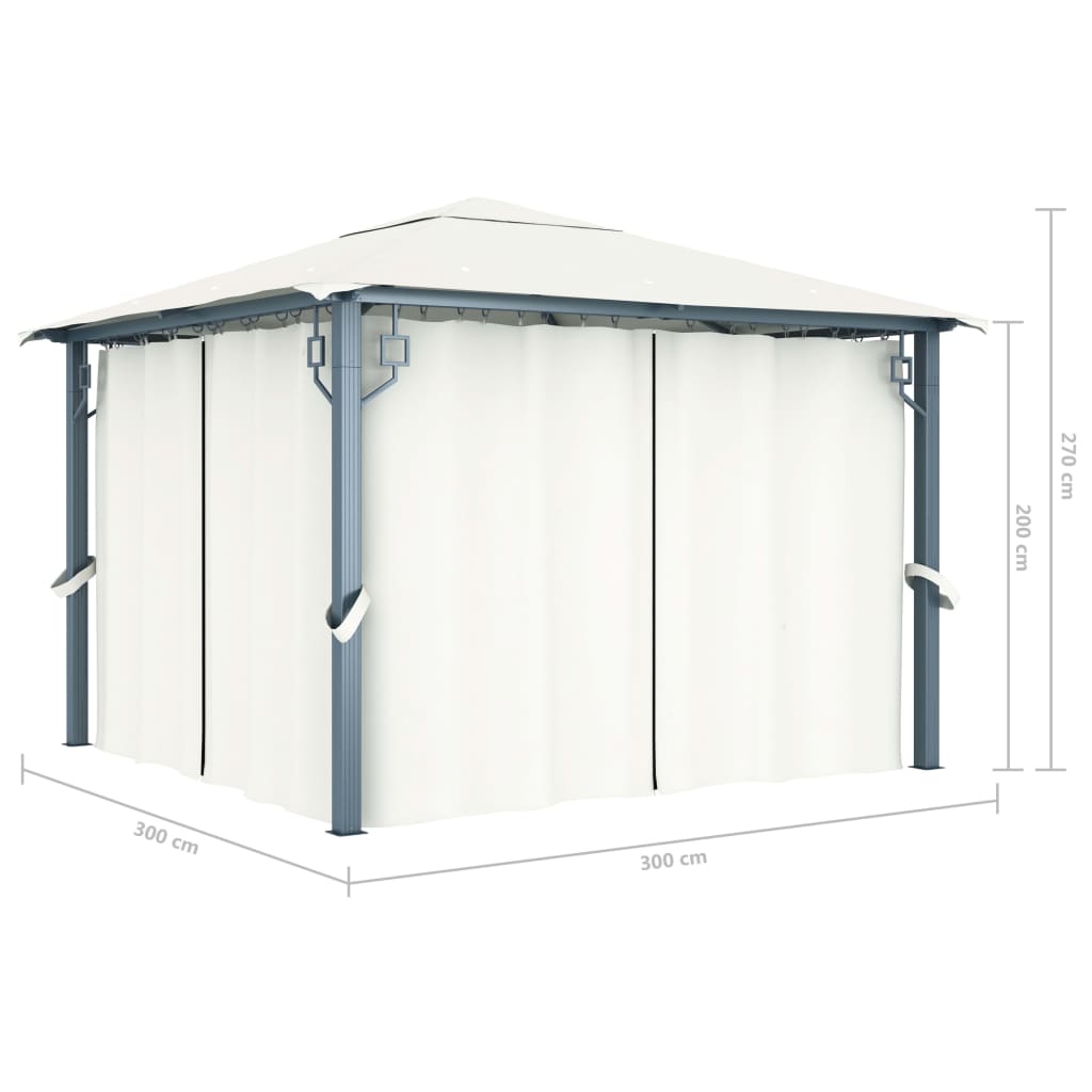 Gazebo con Tenda 300 x 300 cm Crema Alluminio