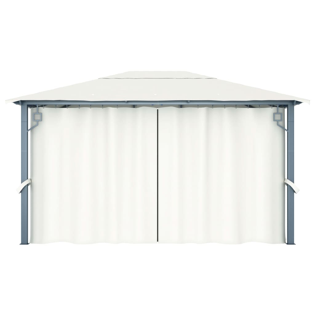 Gazebo con Tenda 400 x 300 cm Crema Alluminio