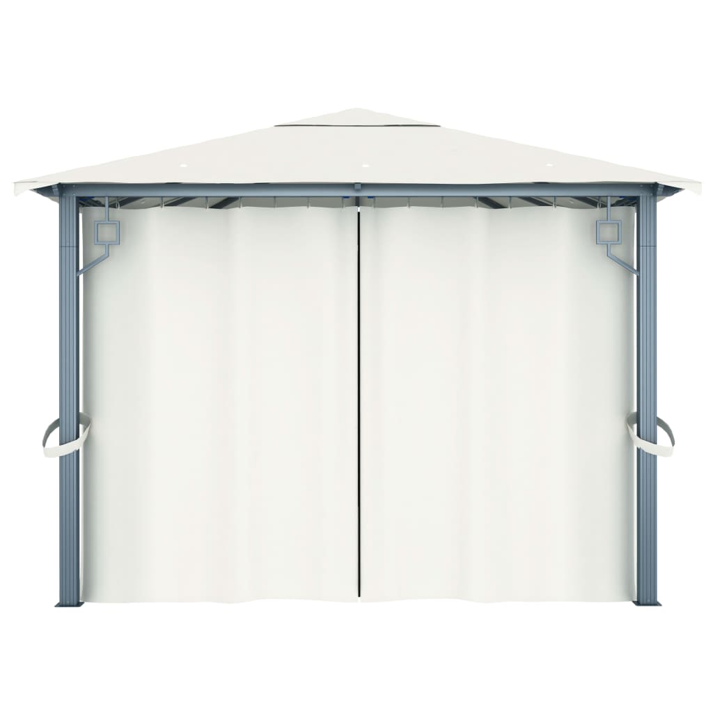 Gazebo con Tenda 400 x 300 cm Crema Alluminio