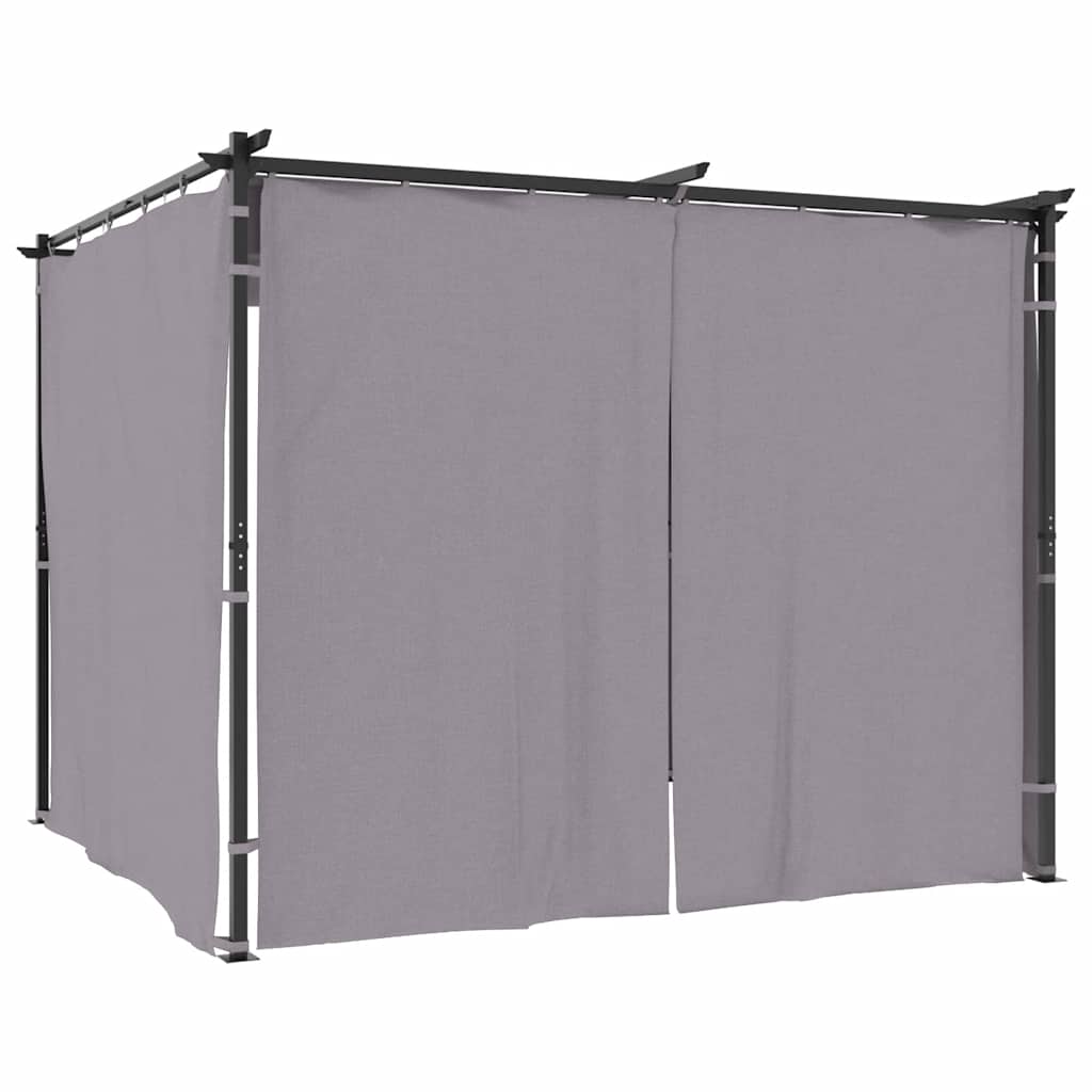 Gazebo con Tende 3x3 m Antracite in Acciaio