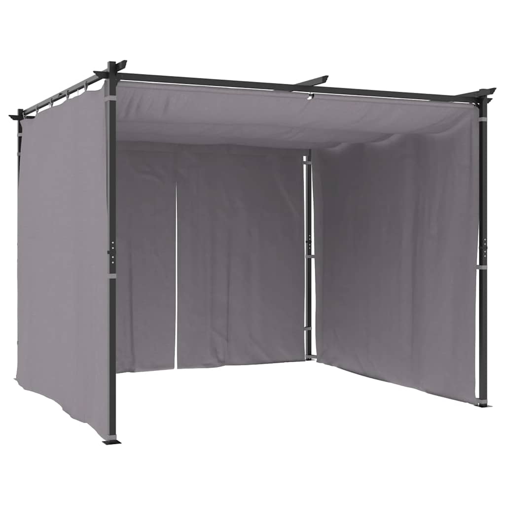 Gazebo con Tende 3x3 m Antracite in Acciaio
