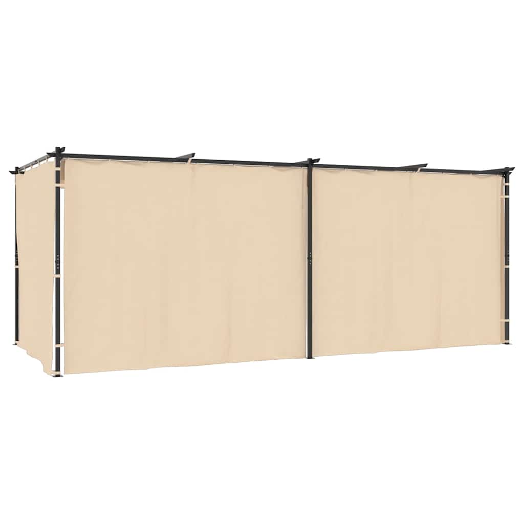 Gazebo con Tende 3x6 cm Crema in Acciaio