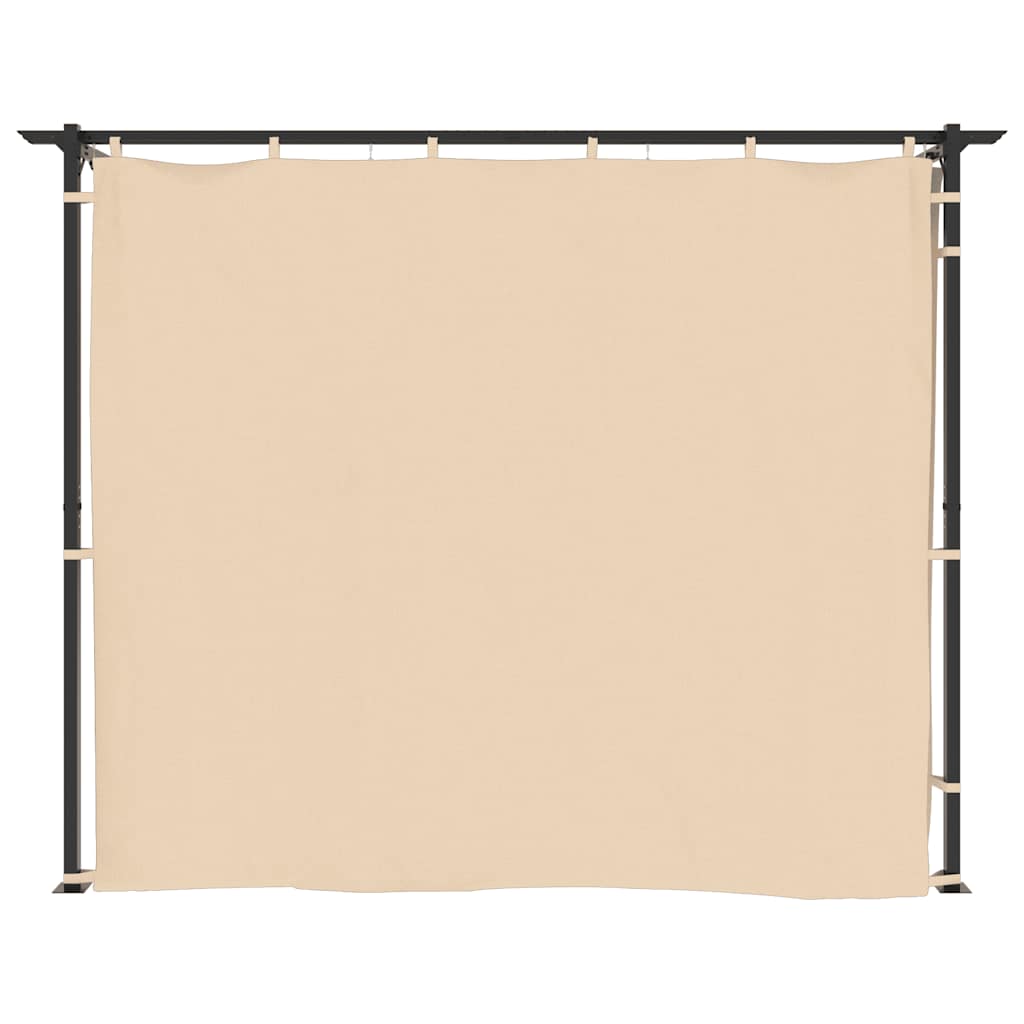 Gazebo con Tende 3x6 cm Crema in Acciaio