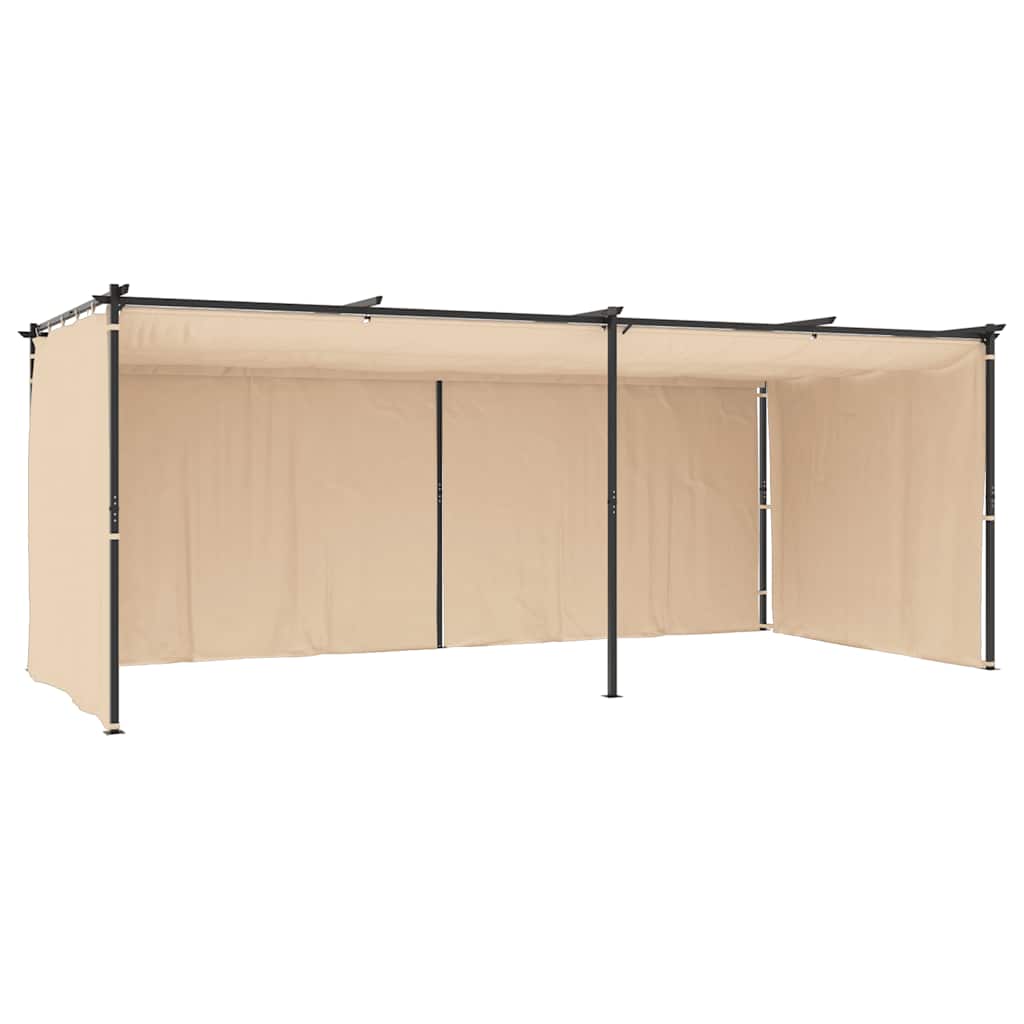 Gazebo con Tende 3x6 cm Crema in Acciaio