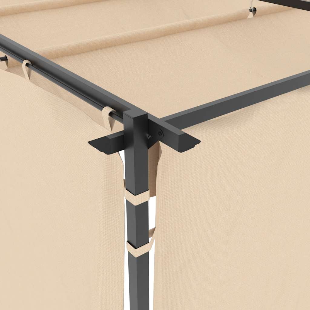 Gazebo con Tende 3x6 cm Crema in Acciaio
