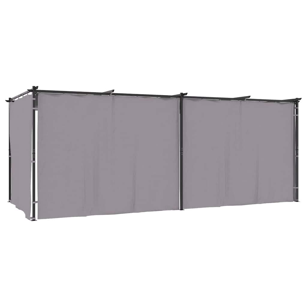 Gazebo con Tende 3x6 cm Antracite in Acciaio