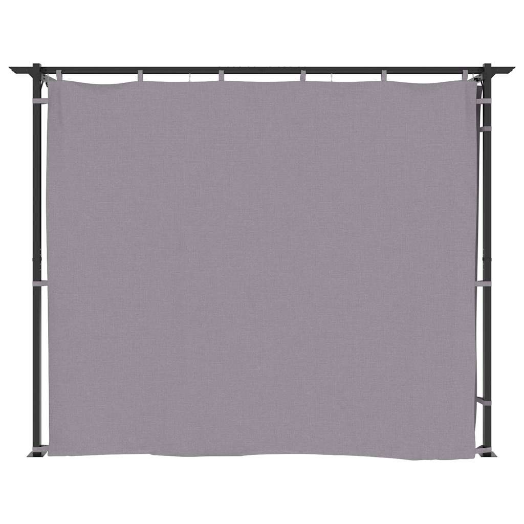 Gazebo con Tende 3x6 cm Antracite in Acciaio