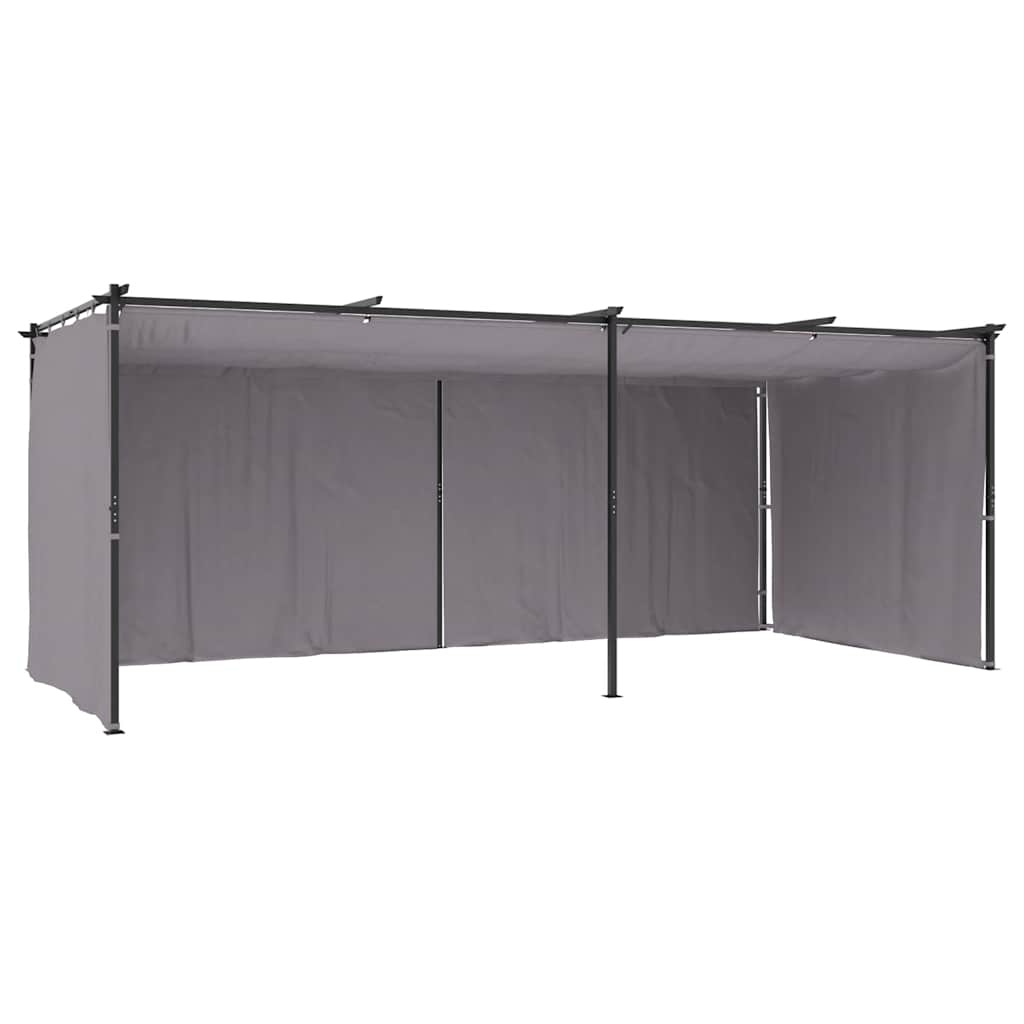 Gazebo con Tende 3x6 cm Antracite in Acciaio