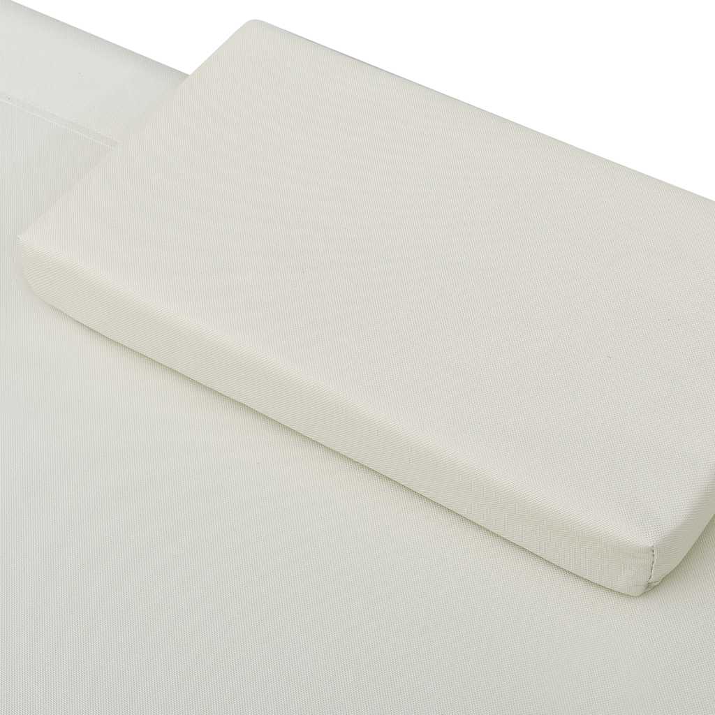 Lettino Prendisole con Baldacchino e Cuscini Bianco Crema