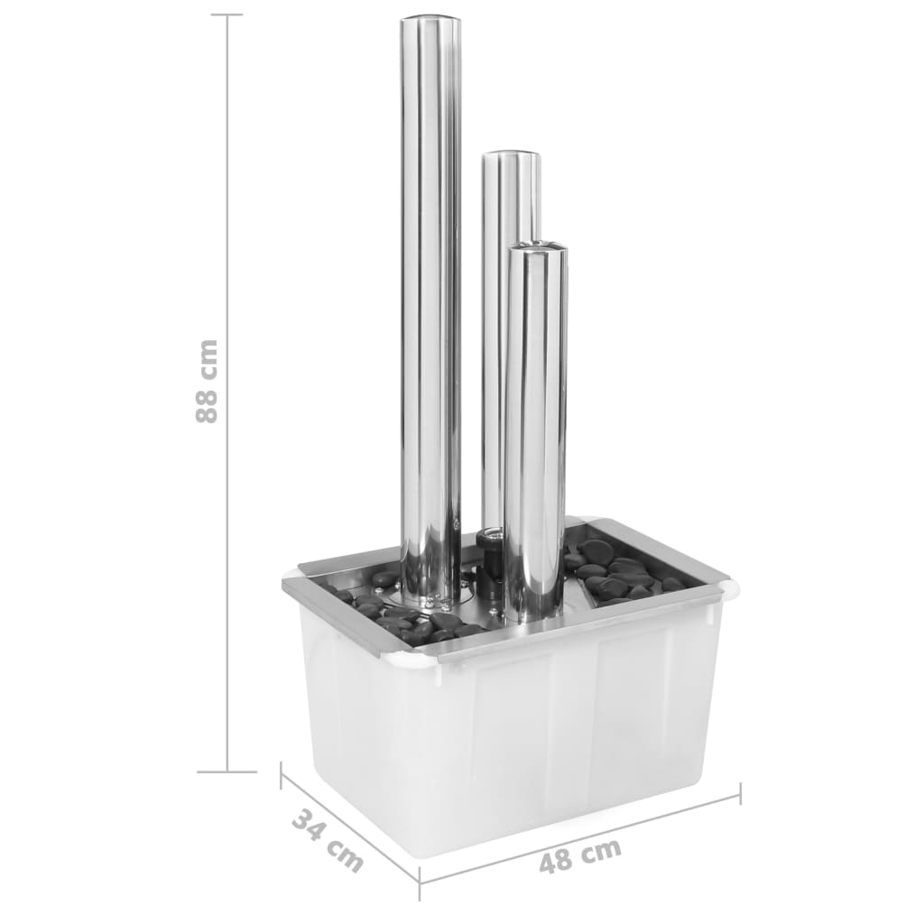 Fontana da Giardino Argento 48x34x88 cm in Acciaio Inox