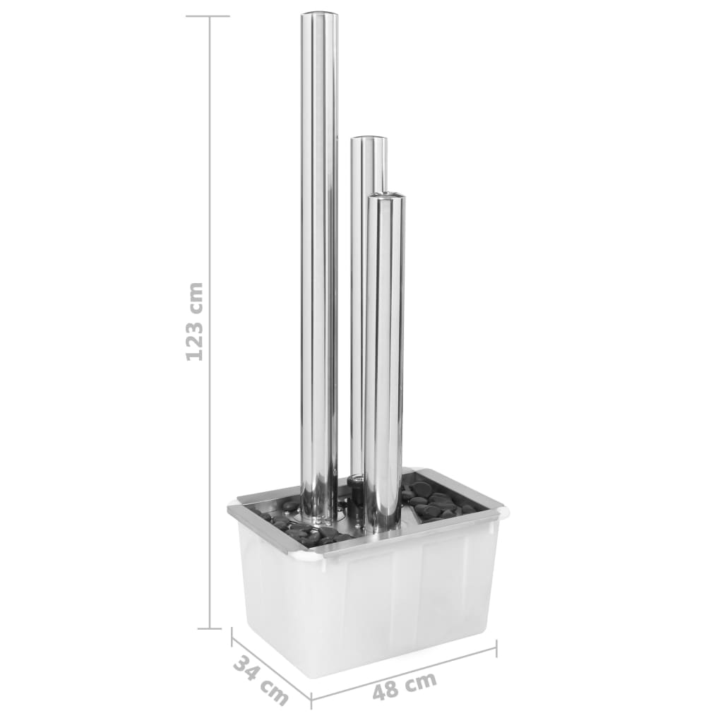 Fontana da Giardino Argento 48x34x123 cm in Acciaio Inox
