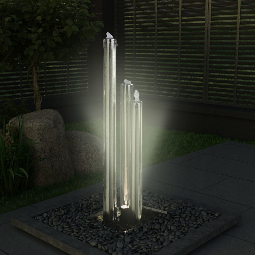 Fontana da Giardino Argento 48x34x123 cm in Acciaio Inox