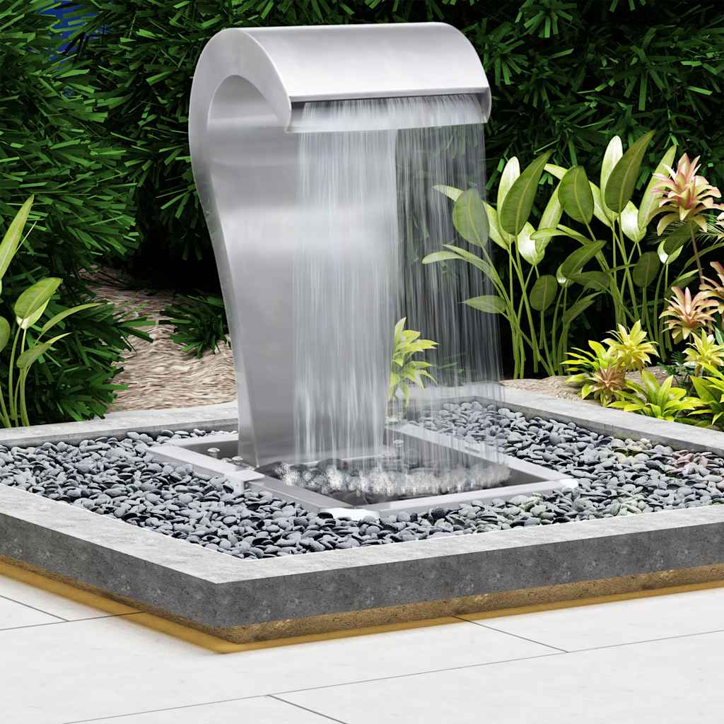 Cascata da Giardino Argento 34x49x82 cm in Acciaio Inox