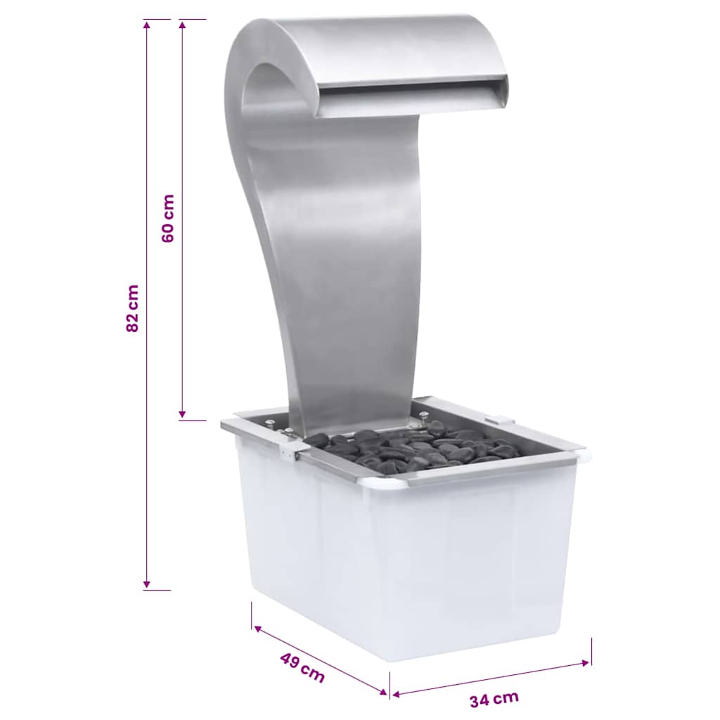 Cascata da Giardino Argento 34x49x82 cm in Acciaio Inox