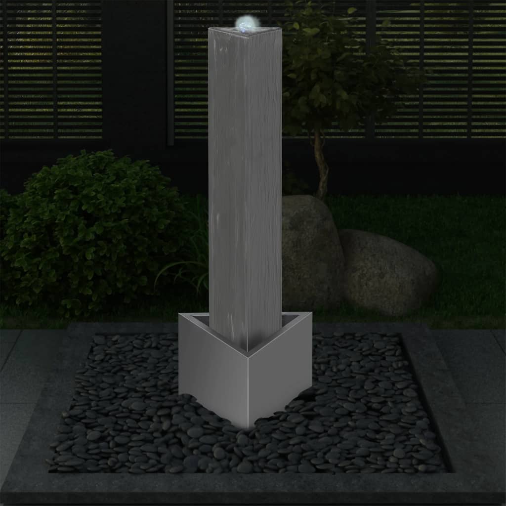 Fontana da Giardino Argento 37,7x32,6x110 cm in Acciaio Inox