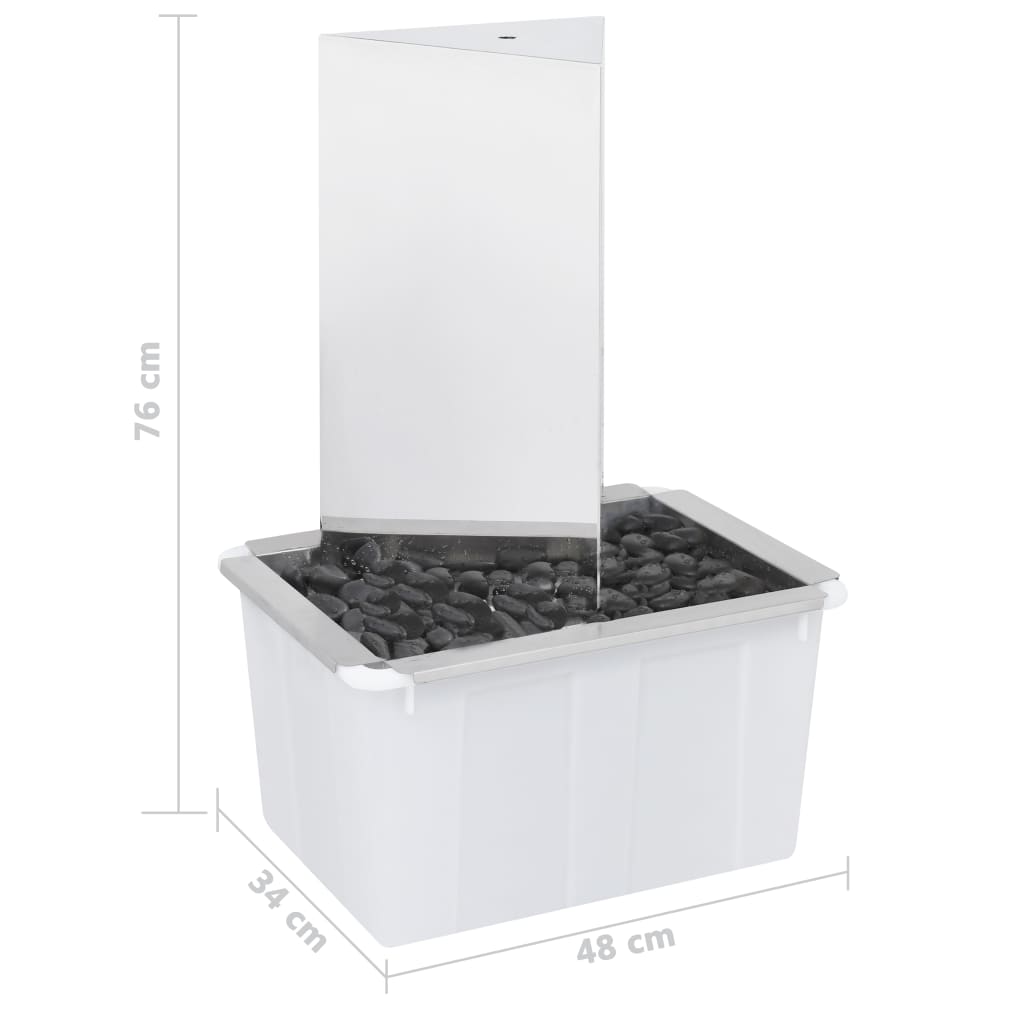 Fontana da Giardino con Pompa in Acciaio Inox 76 cm Triangolare
