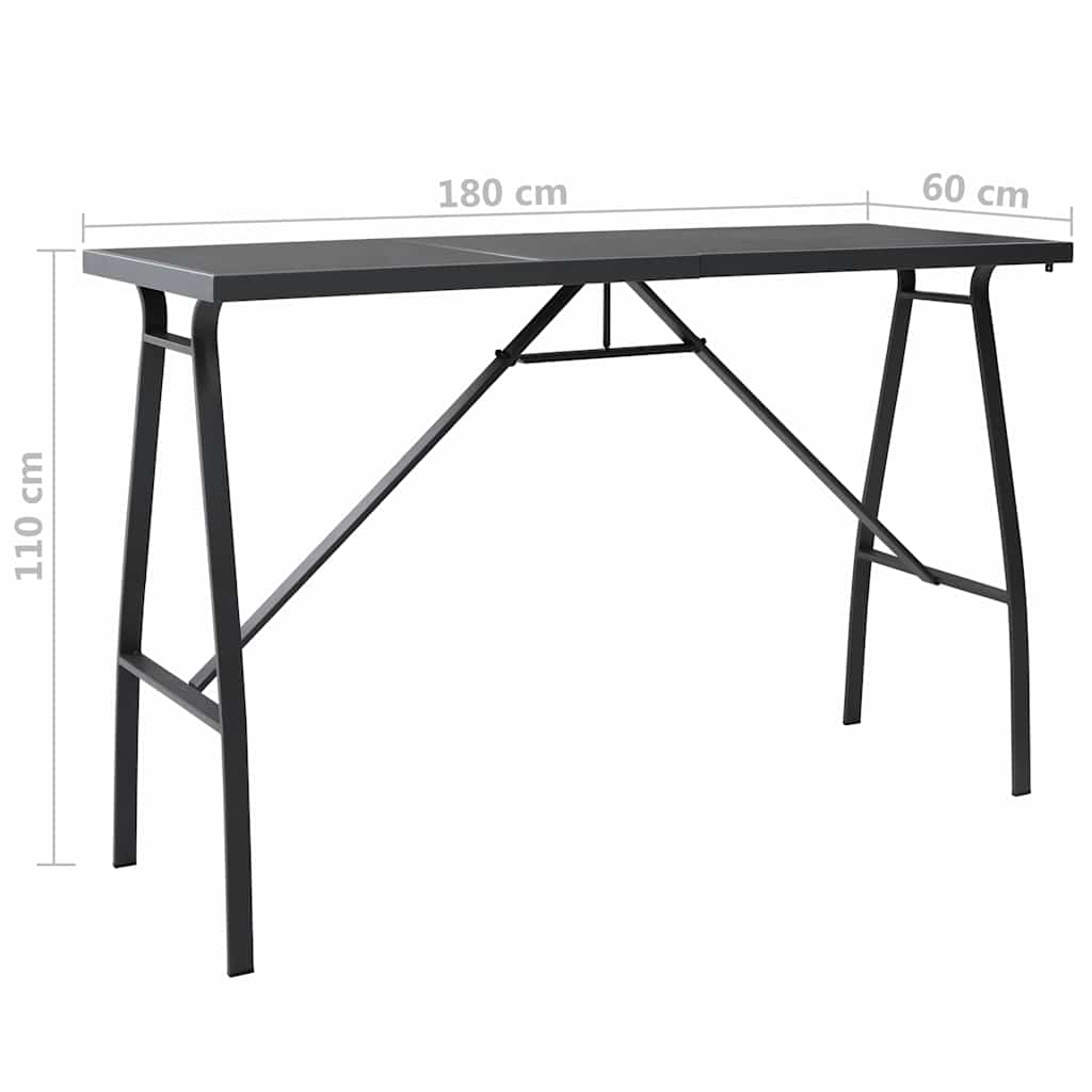 Tavolo da Bar da Giardino 180x60x110 cm in Vetro Temperato