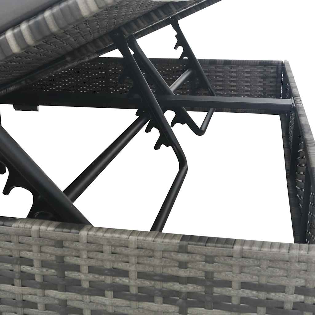 Lettino Prendisole con Ombrellone in Polyrattan Grigio