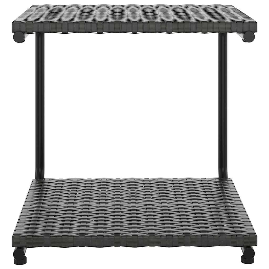 Lettino Prendisole per 2 Persone con Cuscini in Polyrattan Nero