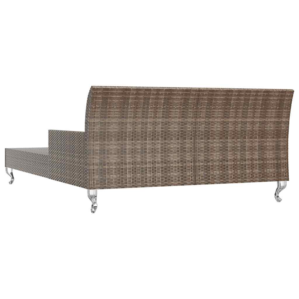 Lettino Prendisole per 2 Persone con Cuscini Polyrattan Marrone