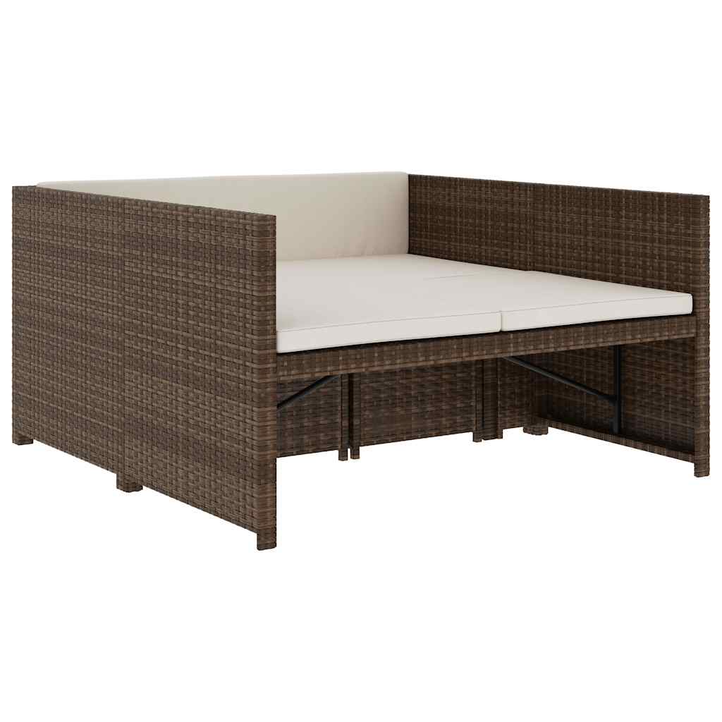Set Divani da Giardino 5 pz con Cuscini in Polyrattan Marrone