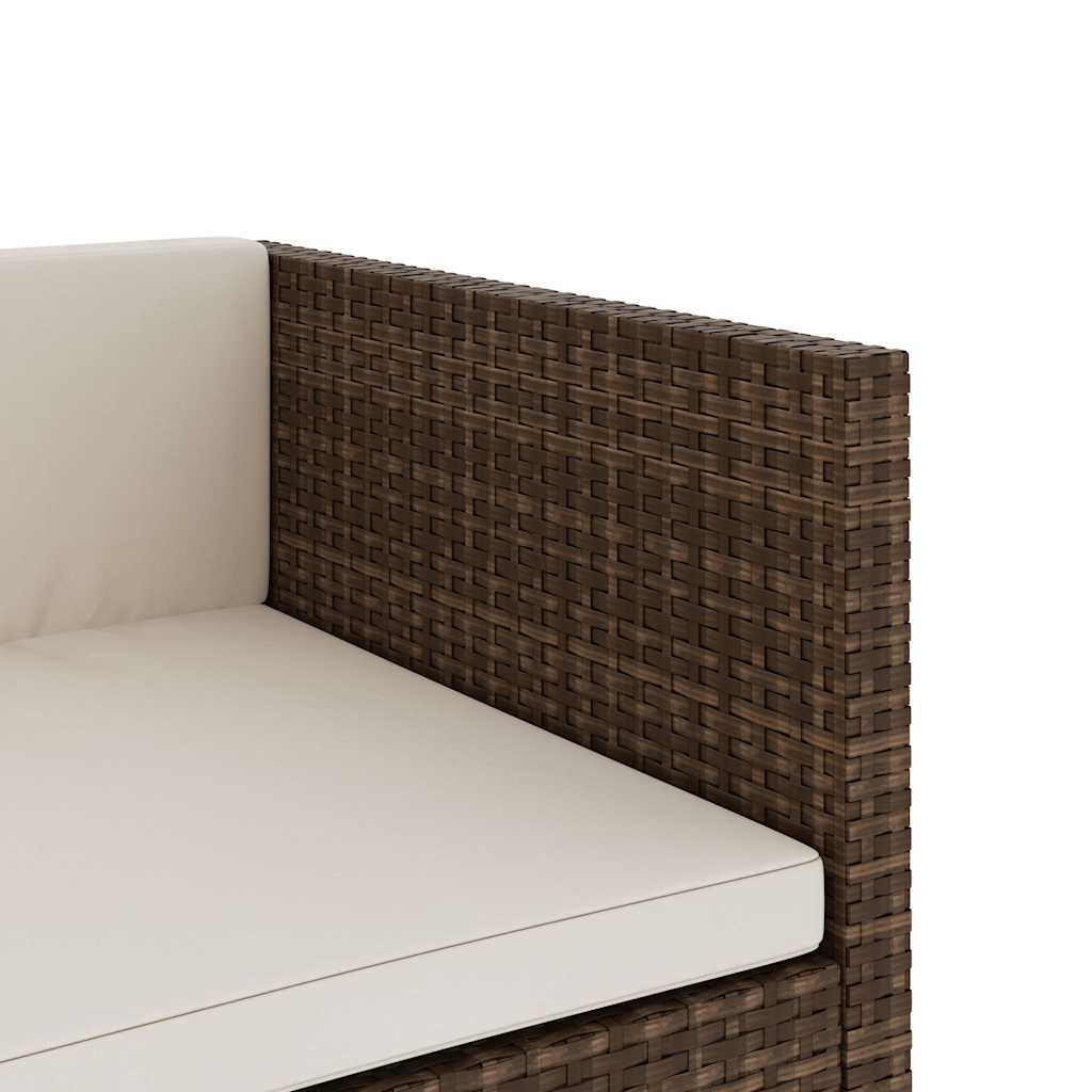 Set Divani da Giardino 5 pz con Cuscini in Polyrattan Marrone