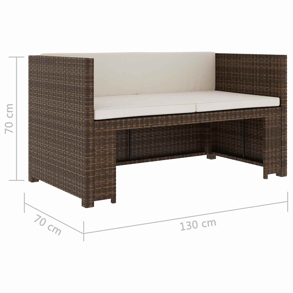 Set Divani da Giardino 5 pz con Cuscini in Polyrattan Marrone