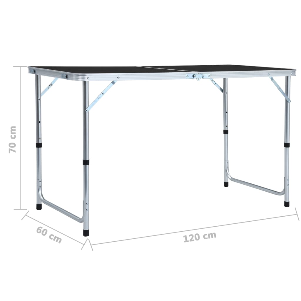Tavolo da Campeggio Pieghevole in Alluminio Grigio 120x60 cm