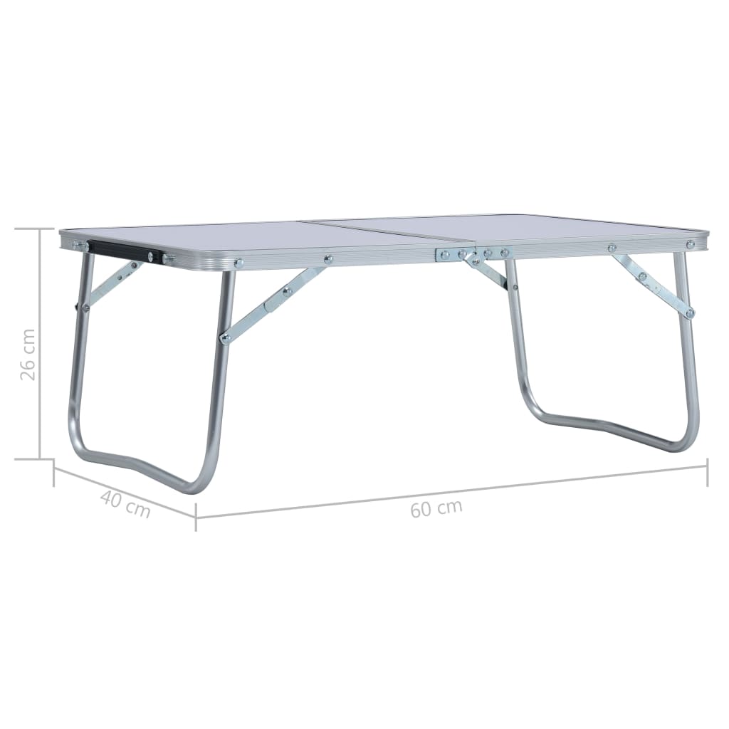 Tavolo Pieghevole da Campeggio Bianco in Alluminio 60x40cm