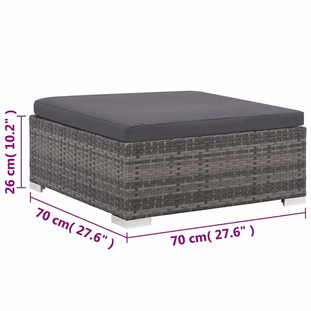 Set Divani da Giardino 6 pz con Cuscini in Polyrattan Grigio