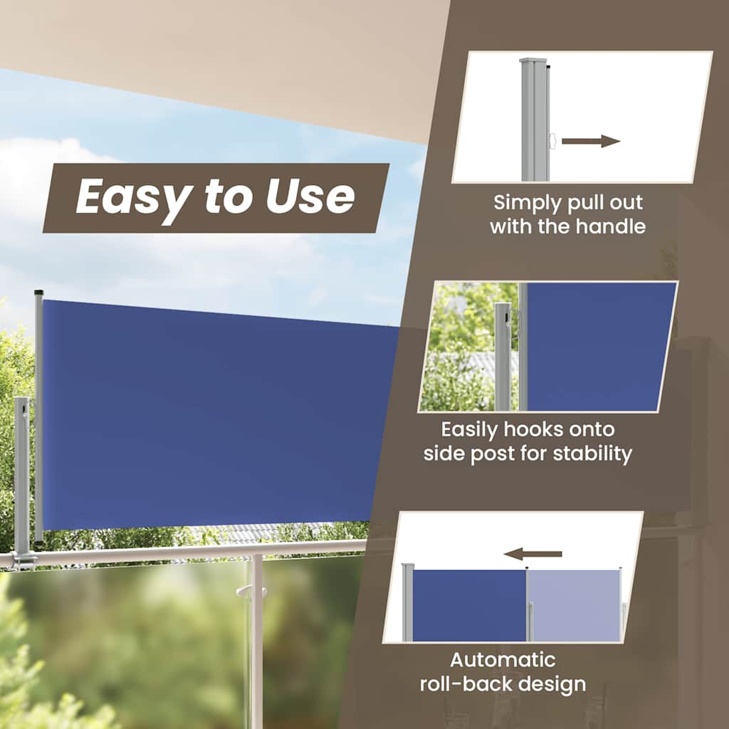 Tenda Laterale Retrattile per Patio 100x300 cm Blu