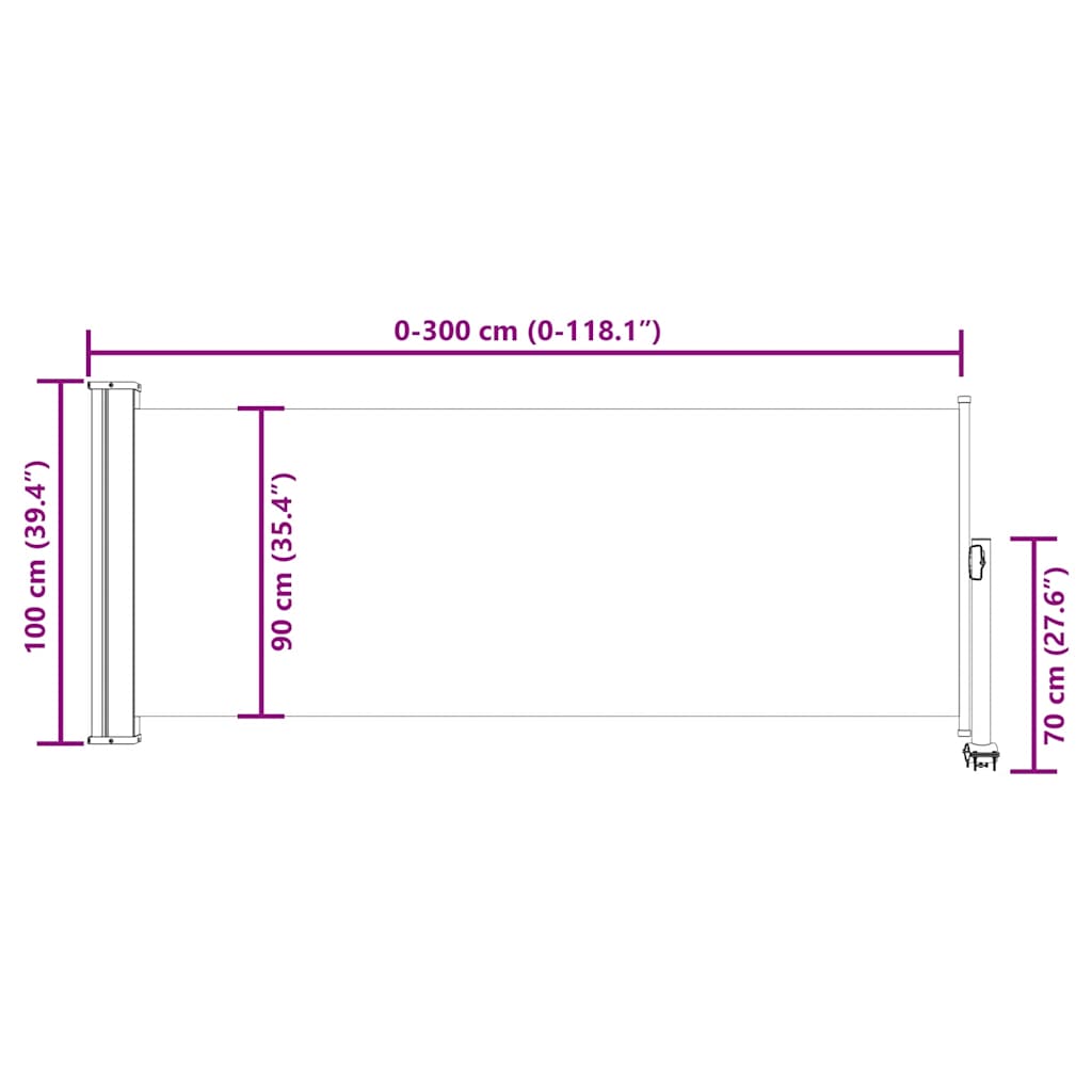 Tenda Laterale Retrattile per Patio 100x300 cm Rossa