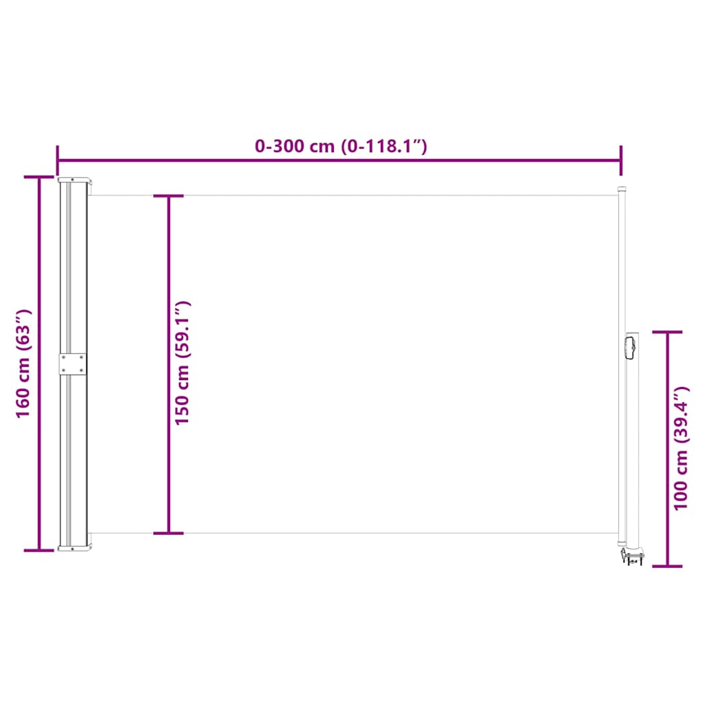 Tenda Laterale Retrattile per Patio 160x300 cm Marrone