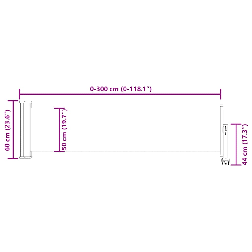 Tenda Laterale Retrattile per Patio 60x300 cm Grigia