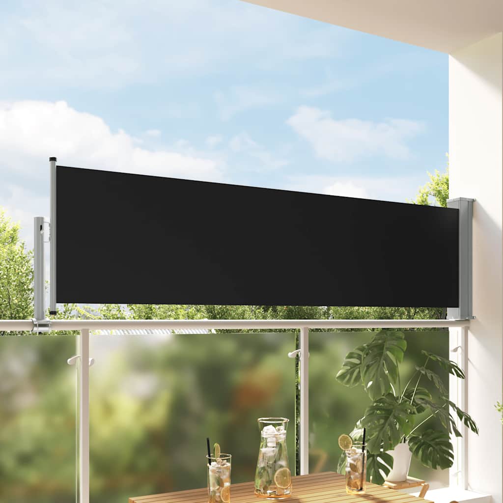 Tenda Laterale Retrattile per Patio 80x300 cm Nera