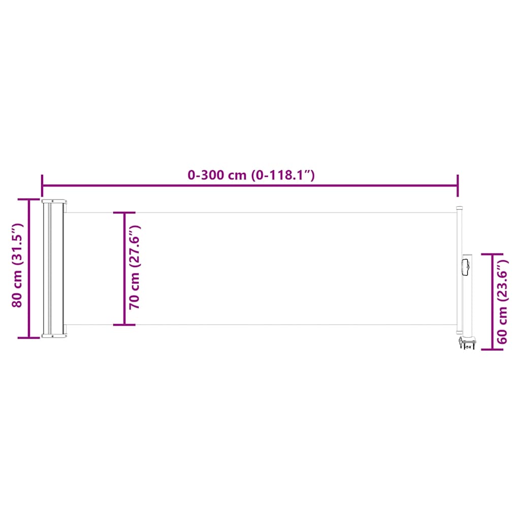 Tenda Laterale Retrattile per Patio 80x300 cm Rosso