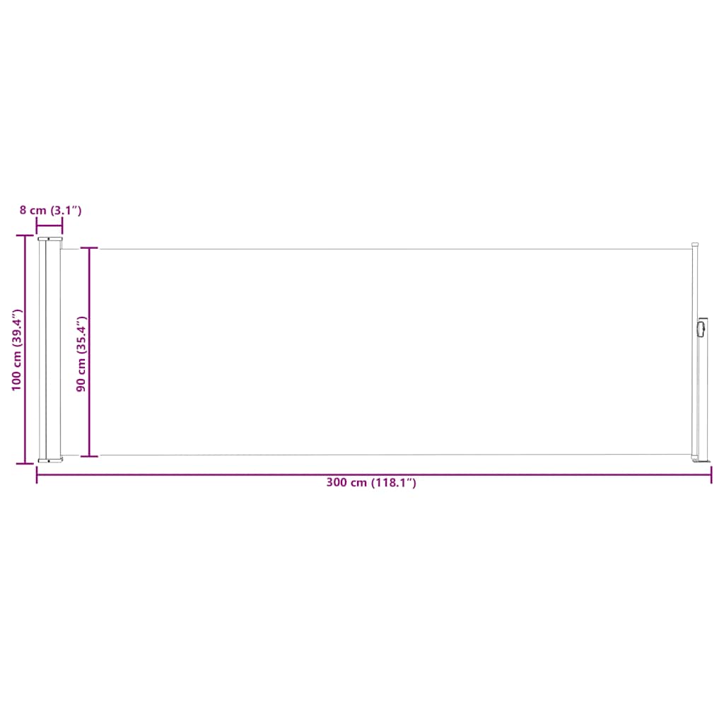 Tenda Laterale Retrattile per Patio 100x314 cm Nera