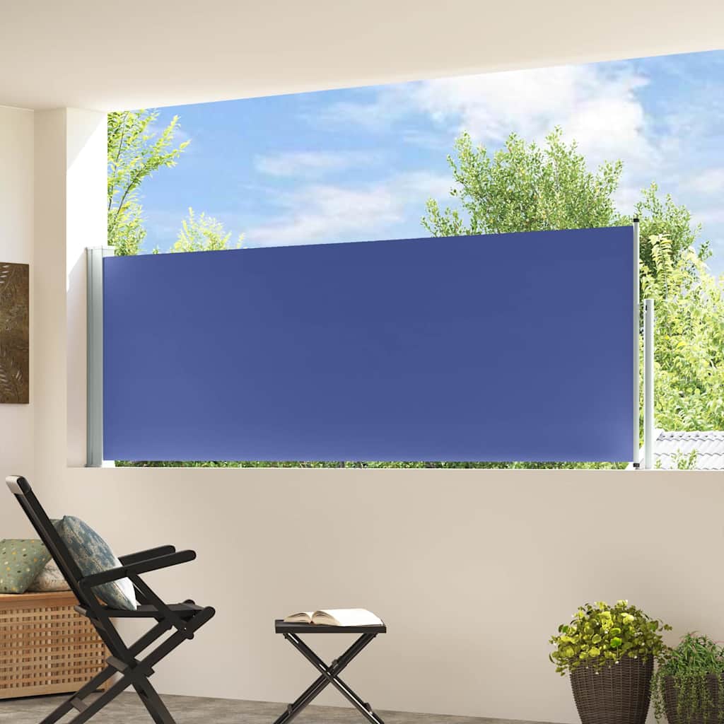 Tenda Laterale Retrattile per Patio 100x314 cm Blu